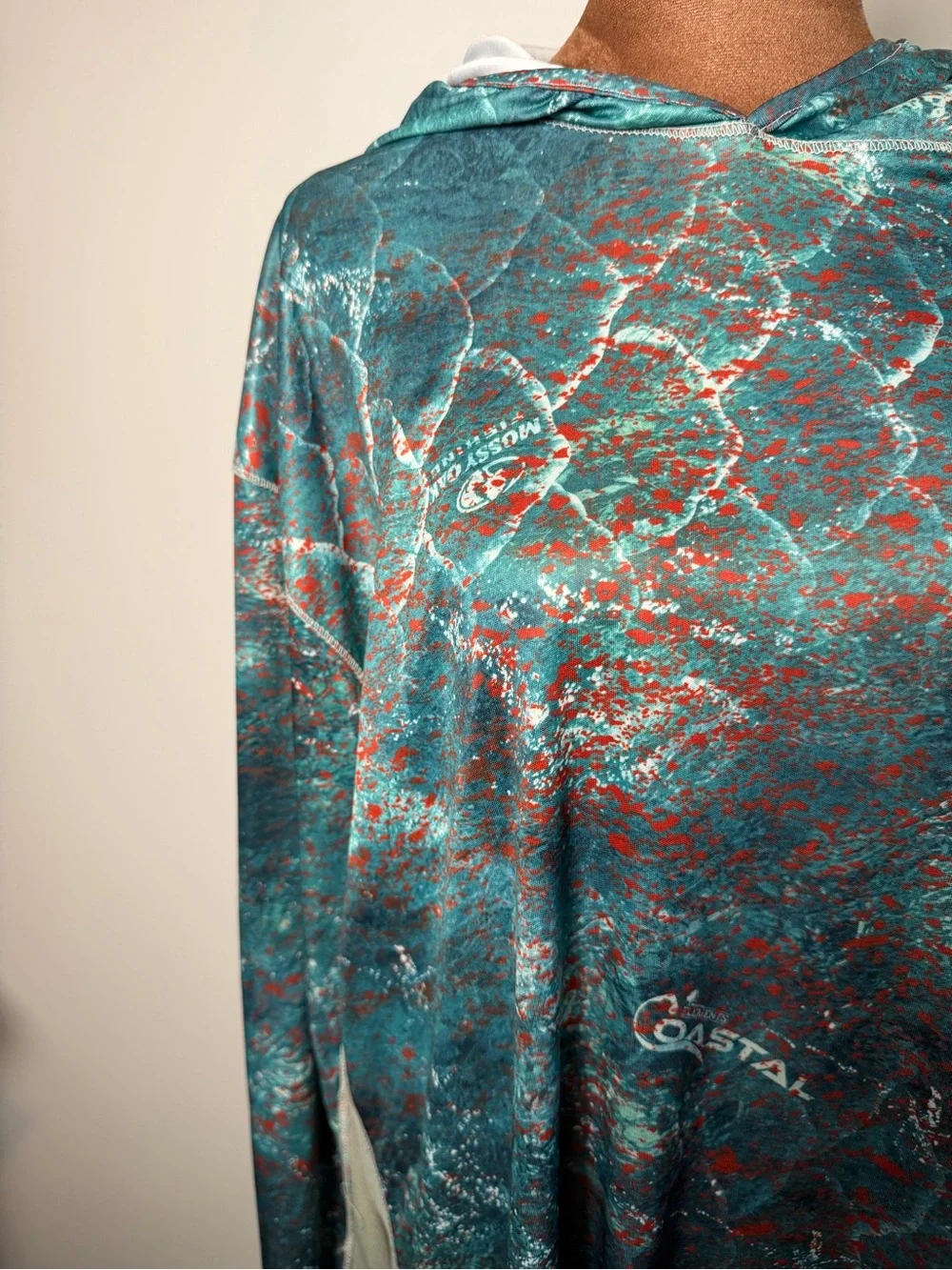 Coastal Performance Hoodie in Teal & Coral by Calcutta